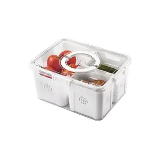 【Nick Shop】三格瀝水保鮮盒-買一送一(瀝水收納盒 冰箱保鮮盒 食物保鮮盒)