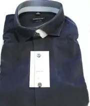 Van Heusen Ironweed Gray Micro Rib Long Slv Dress Shirt Slim Fit 17 32/33