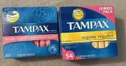 Tampax Tampons Slender Regular Supply -54 count 90+ Total Flushable Cardboard
