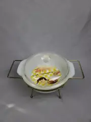Vtg Fire-King Ovenware 1½ Quart Casserole Knob Cover Candle Butter Warmer NWT