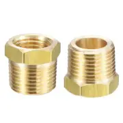 Brass Pipe Fitting Reducer Adapter 3/8" BSPT Male x 1/4" NPT Female, 2pcs