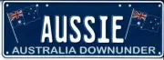 17637 AUSSIE FLAGS WHITE ON BLUE 37CM X 13CM NOVELTY NUMBER PLATE MAN CAVE