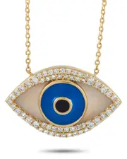 14K 0.38 ct. tw. Diamond Evil Eye Necklace