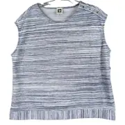 Anne Klein Knit Top Women's M Sleeveless Fringed Hem Pullover Casual Stretch NWT