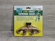 4 Way Garden Hose Connector Splitter Spigot Faucet Connection Brass Shutoff Four