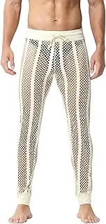 [Panegy] Men's Fishnet Legging Pants & Shorts Mesh Drawstring Loose Lounge Pants Swim Shorts