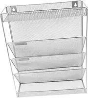 KAILIKETIY 1 Set Multi Layer Wall File Organizer for Office Hanging File Holder with Hooks Lightweight Metal Vertical Storage for Documents Newspapers Magazines Easy Installation and Modern