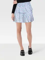 Floral Pattern Tiered Mini Skirt