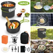 Outdoor Portable Camping Cookware Set Hiking Cooking Pot Gas Stove Tableware Kit