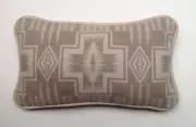 12"x20" Wool & Vanilla Leather Pillow S Western Pattern made wi/Pendleton Fabric