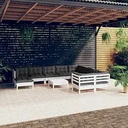 Generic 11 Piece Garden Lounge Set with Cushions White Pinewood,3097038