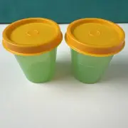 Tupperware Tupper Minis Midgets Set of 2 Green with Orange Seal