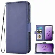 Samsung Galaxy S9 Case, Cell Phone Leather Case PU Leather Case Wallet Cell Phone Case Cover Compatible for Samsung Galaxy S9 Leather Case, Blue