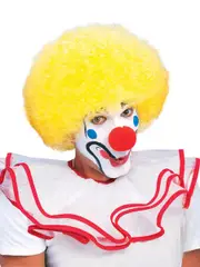 Circus Clown Adults Yellow Afro Costume Wig