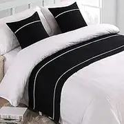 TTiiLoe Bed Runner for Foot of Bed Stripe Pattern Light Black Decor Bedding Protection Cover Bed Scarf Bed End Towel Bed Mat No Fading Hotel Bedroom Wedding Room, 210x50cm