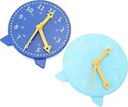 Vaguelly Teaching Clock Model Toys 2pcs School Clock Display Time Learning Educational Toys for Boys and Girls Random
