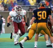 Offensive lineman John Rienstra Temple University Owls blocks agai- Old Photo