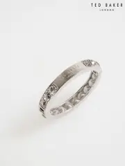 Ted Baker Silver Tone Rosie: Crystal Rock Hinged Bangle Bracelet (H79890) | $180
