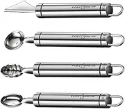 Fruit Ball Spoon - Set of 4 Stainless Steel Watermelon Scooper,Kitchen Fruit Salad Gadgets, Multifunctional Fruit Ball Maker Tool for Watermelon, Cantaloupe