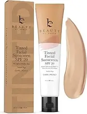 Beauty by Earth Tinted Facial Sunscreen - Dd Cream Spf 20, Sweat And Water Resistant Broad Spectrum UVA & UVB Protection, Mineral Foundation Skin Tone Correction And Sun Protection, Light Beige 2Oz