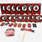 Ladybug Birthday Party Decoration Kit Banner, Balloons, Cupcake Toppers (50+ Pc)