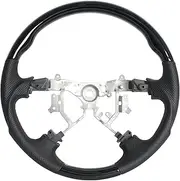 Steering Wheel with Non-Slip Grooves, Piano Black Perforated Leather Grip Steering Wheel Fit For Tundra 2003-2006/Tacoma 2005-2011/4Runner 2003-2009