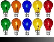 10 x Coloured Fairground Bayonet Party Light Globes Bulbs Lamps 18W 240V B22
