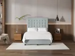 My Style Buttoned Headboard & Gas Lift Base - Double / Duckegg / Drawer Base