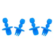 4pc Annabel Trends Silicone Little Spoon & Fork Baby/Toddler Feeding Tools Blue