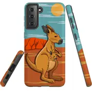 For Samsung Galaxy S21 FE Case Armour Cover, Kangaroo Illustration