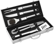 Avanti 6-Piece Stainless Steel BBQ Tool Set, Including Turner, Tongs, Fork, K...