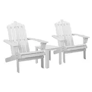 Outdoor Wooden Patio Table Set - White