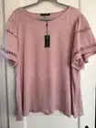 NWT Cable Gauge Knit Boho Top Shirt Tunic Short Sl Stretch Plus Sz 3X Mauve