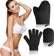 COMNICO 3PCS Self Tanner Mitt Set Ultra Soft Face Mitt Exfoliating Glove With Thumb Washable Sun-Free Tanning Tool Tanning Mitt Applicator for Back and Body