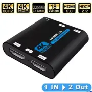 4K HDMI 2.0b Splitter 1x2 With Audio Extractor 1 in 2 out HDMI Amplifier Switch