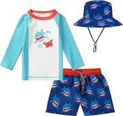 [SGMWVB] Toddler Boys' Swimsuit Trunk Rashguard Set with Beach Sun Hat and Baby Girls' Swim Bathing Suit Set Pull On Shorts