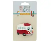 Camper Van with Surfboard Magnet (Red)