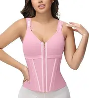 [SHAPSHE] Waist Trainer Corset for Women Tummy Control Sport Workout Body Shaper Vest for Women Postpartum Gym Zipper and Hooks