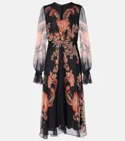[Etro] Etro Floral silk midi dress AU 8 black