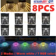 8PCS Solar Fence Lights 2 Modes LED Deck Lamps Pathway Stairs Step Night Lights