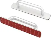 QWORK 2PCS Door Pull Handle Self Adhesive Aluminum Alloy Push Pull Door Handle Sliding Door Handle No Drilling for Gate Cupboard Toilet Cabinet Garage Shed Barn, 150 x 25 mm