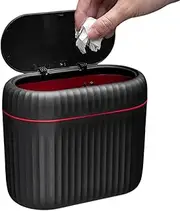 Buhyujkm Car Trash Bin with Lid, Car Rubbish Bin, 6.96 X 3.66 X 5.70inch Black/Gray Organizer, Interior Waste Carrier, Vehicle Garbage Can for Organize and Well Manage Automobile