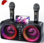 Karaoke Machine for Kids Adults Portable Bluetooth Speaker 2 Wireless Microphone