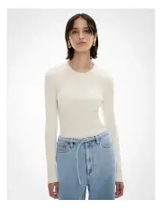 [Witchery] Crew Rib Longsleeve Knit in Chalk