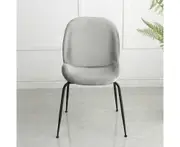 Velvet Dining Chairs/Velvet/Steel Legs/Chairs/Grey/Black - Grey