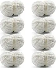 8 Pcs Chunky Yarn for Hand Knitting - Chunky Chenille Yarn for Crocheting - Fluffy Yarn for Crochet - Jumbo Yarn for Hand Knitting 28.4 yds 7.7 oz of Super Bulky Yarn (Milky White)