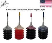 4x 30ml Ink Jet Refill Kit Black Yellow Magenta Cyan Squeeze Bottle Universal