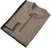 [Hamthuit] Men's Half Zipper Pullover Sweater Business Casual Knitwear Loose Sweater Zipper Half Turtleneck Pullover