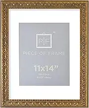 Golden State Art, 11x14 Ornate Finish Photo Frame with White Mat for 8x10 Picture & Real Glass, Color: Bronze