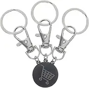 GARIOUANS 3pcs Trolley Token Key Ring Elegant Stainless Steel Shopping Trolley Tokens Keychain Pendant for Supermarket Cart Unlocking Compact Practical Keychain Accessory